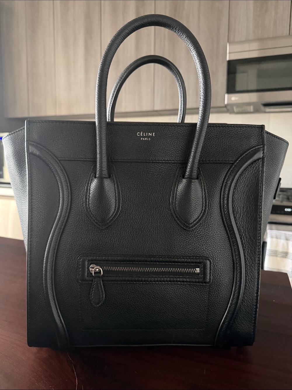 Céline Mini Luggage Tote Black Drummed Calfskin Leather